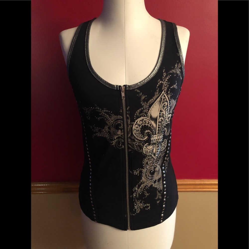 Rhinestone and studded tank top